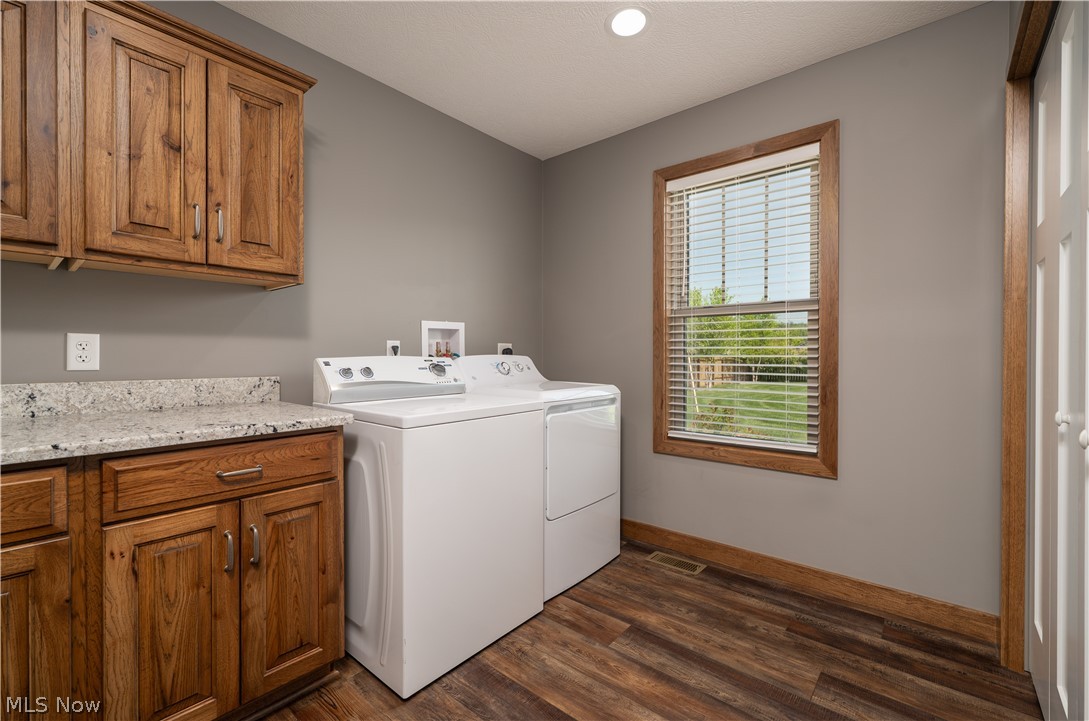 3515 Eastport Road Southeast Dennison, OH 44621 - Photo 37 of 41 Laundry area featuring wood-finish flooring, wood cabinetry, and a light-colored countertop