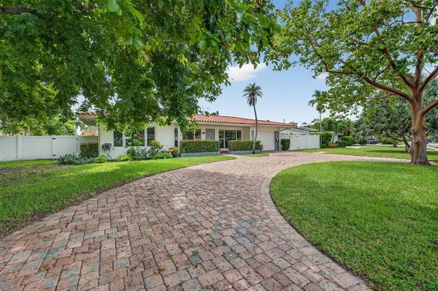 a house with green field in front of it