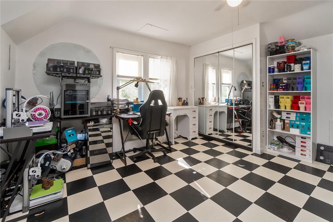 331 East Lizard Creek Road Lehighton, PA 18235 - Photo 37 of 37 Bedroom/converted into a productive workspace, featuring a striking black and white checkered floor.