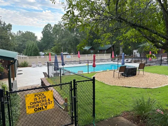 a view of a park with slide