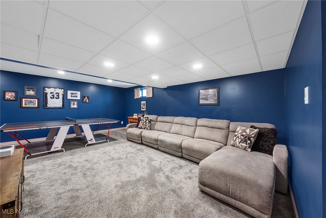 1247 Derbydale Road Akron, OH 44306 - Photo 29 of 45 Rec room w carpet , window and recessed lights