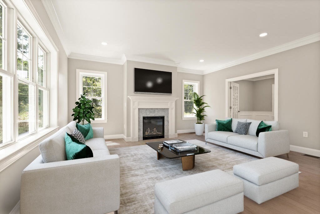 15 Lawler Lane Stoughton, MA 02072 - Photo 3 of 41 a living room with furniture a flat screen tv and a fireplace