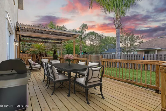 a view of a patio on the deck