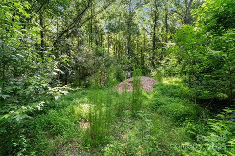a backyard of a house with lots of green space and a fountain