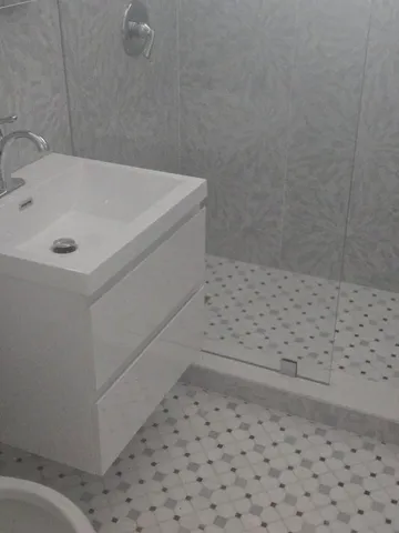 a bathroom with a bathtub