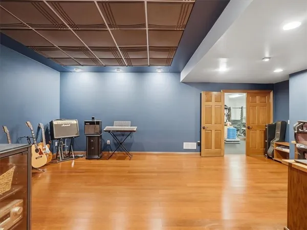 a view of a room with gym equipment