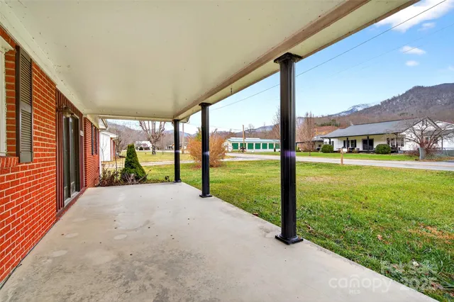 a view of a garden with an outdoor space