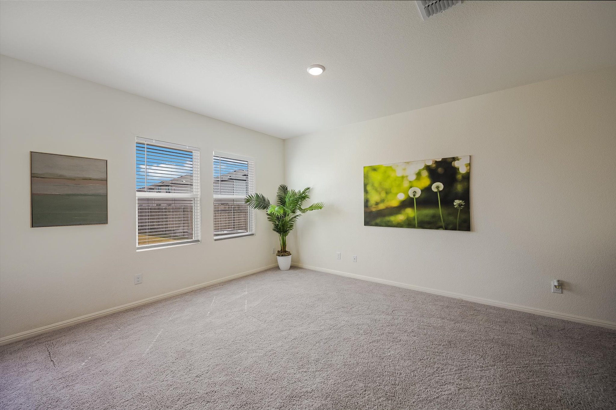 18213 Stellers Sea Street Elgin, TX 78621 - Photo 6 of 20 Soft carpeting pairs with multiple windows in this versatile, neutrally finished room.