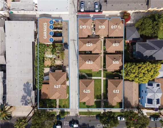 an aerial view of multiple house