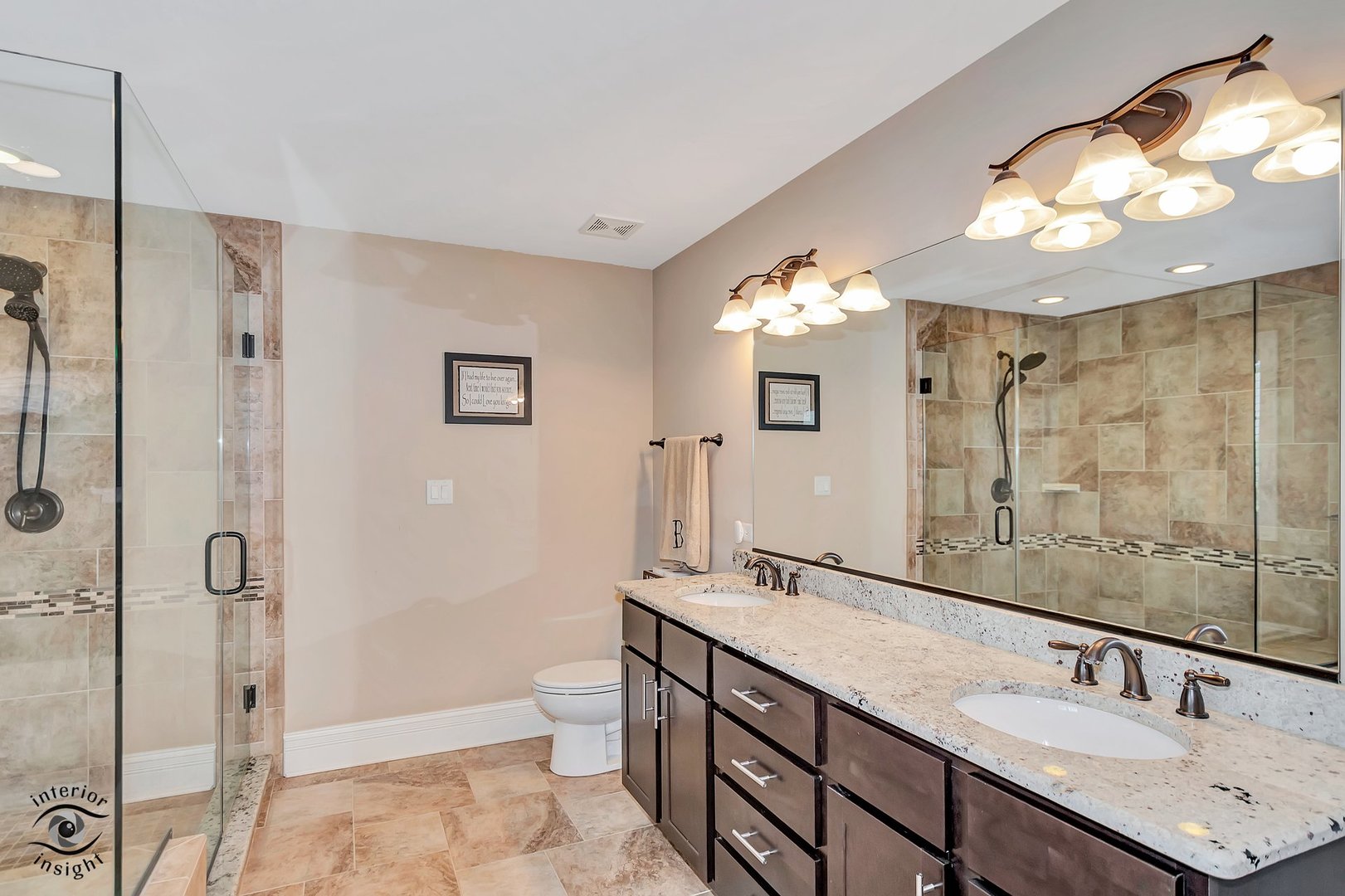 13754 Memorial Drive Manhattan, IL 60442 - Photo 21 of 37 a bathroom with a double vanity sink mirror and shower
