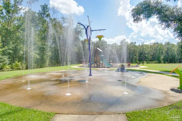 a view of a park with slide