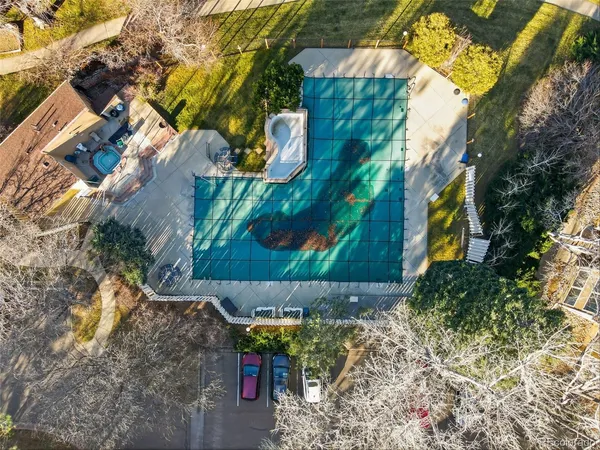 an outdoor space with seating