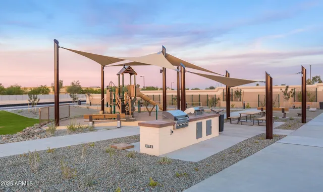 a view of a terrace with city view