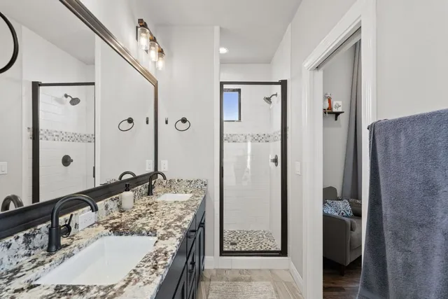 a bathroom with a shower