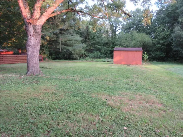 a view of a yard with a tree