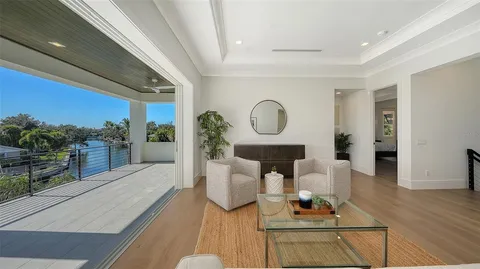 a house view with a lake view