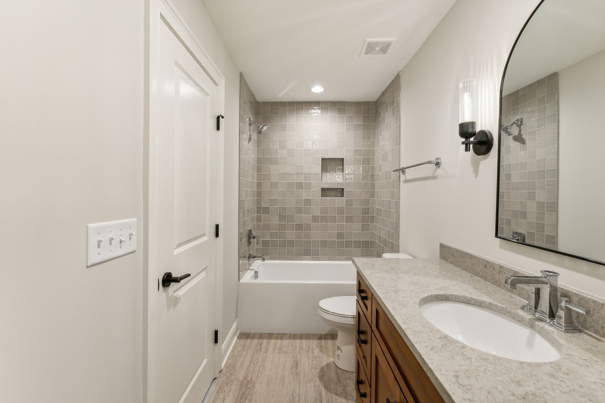 1611 Martha Washington Way Murfreesboro, TN 37130 - Photo 61 of 72 a bathroom with a granite countertop sink a toilet a mirror and shower