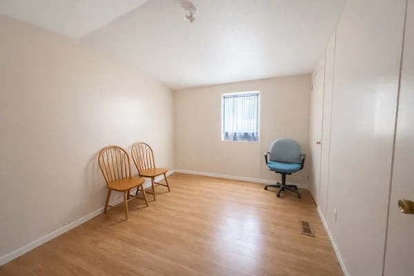 a chair and table in a room