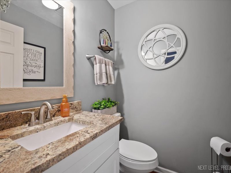 2040 Forest Ridge Road St. Charles, IL 60174 - Photo 17 of 33 a bathroom with a granite countertop toilet sink and mirror