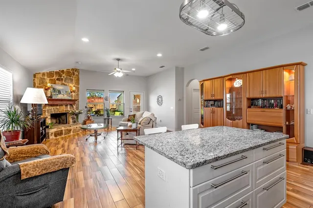 a view of a living room and dining room