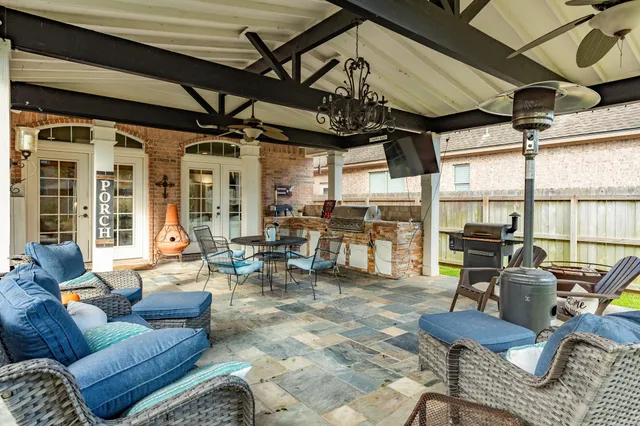 a living room with furniture