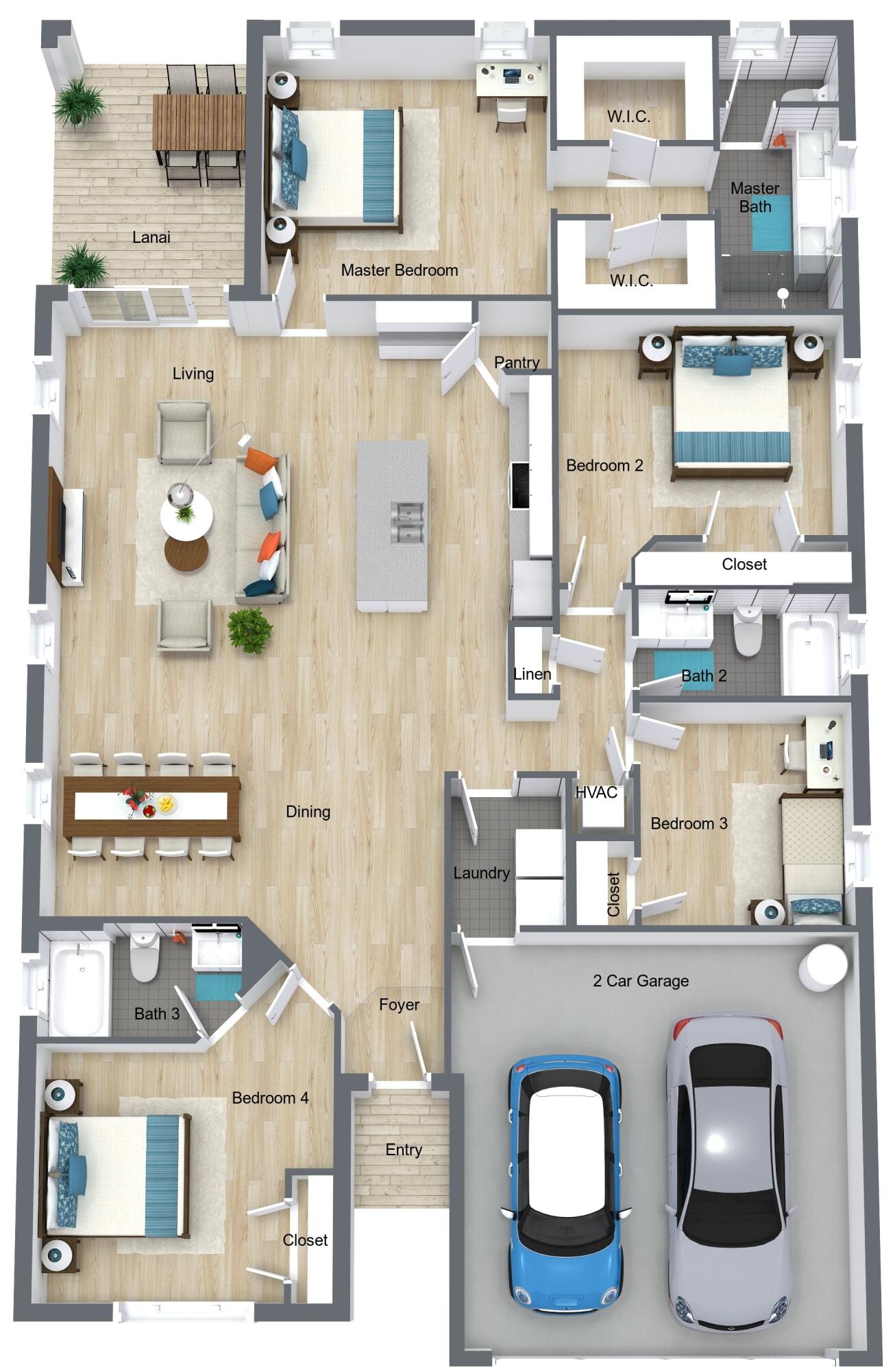 1256 Hastings Road Southwest Palm Bay, FL 32908 - Photo 46 of 46 P4561 - Plan 1 - 3D Floor Plan (1)