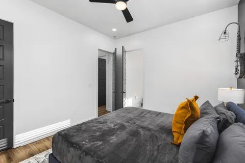 a living room with furniture and a washer dryer