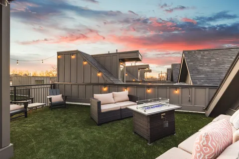 a view of a terrace with couches