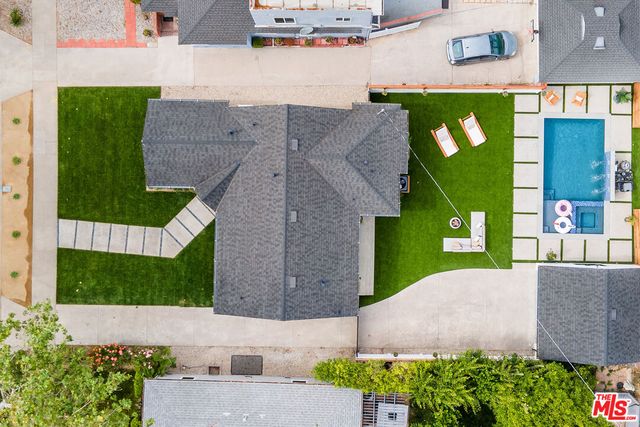 an aerial view of a house