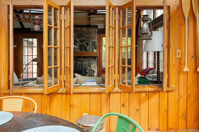 a view of a swimming pool with an outdoor space