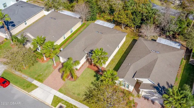 an aerial view of a house