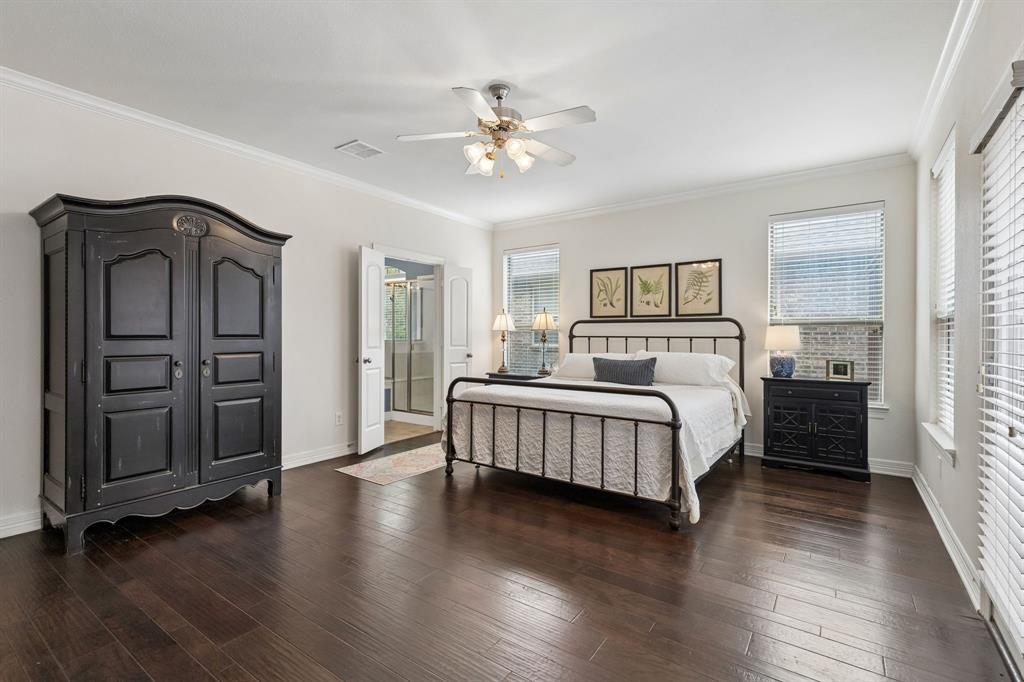 960 Remuda Road Frisco, TX 75033 - Photo 15 of 39 Spacious room featuring dark wood-finish flooring, white walls, and multiple windows with blinds