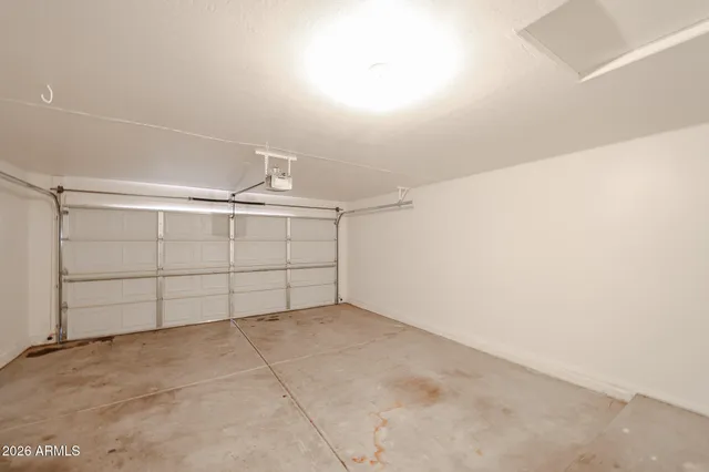 an empty room with cabinet