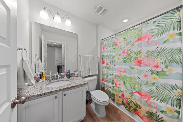 a bathroom with a vanity sink vanity mirror and toilet