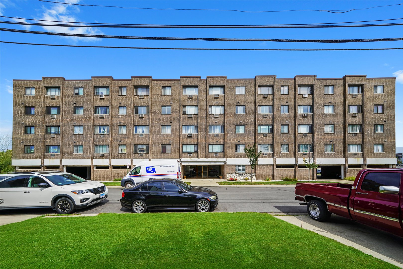 a cars parked in front of a building