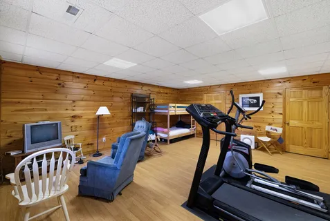 a room with gym equipment