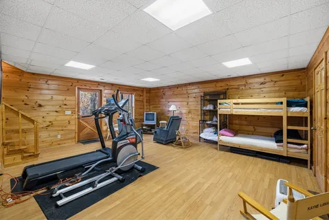 a view of a room with gym equipment