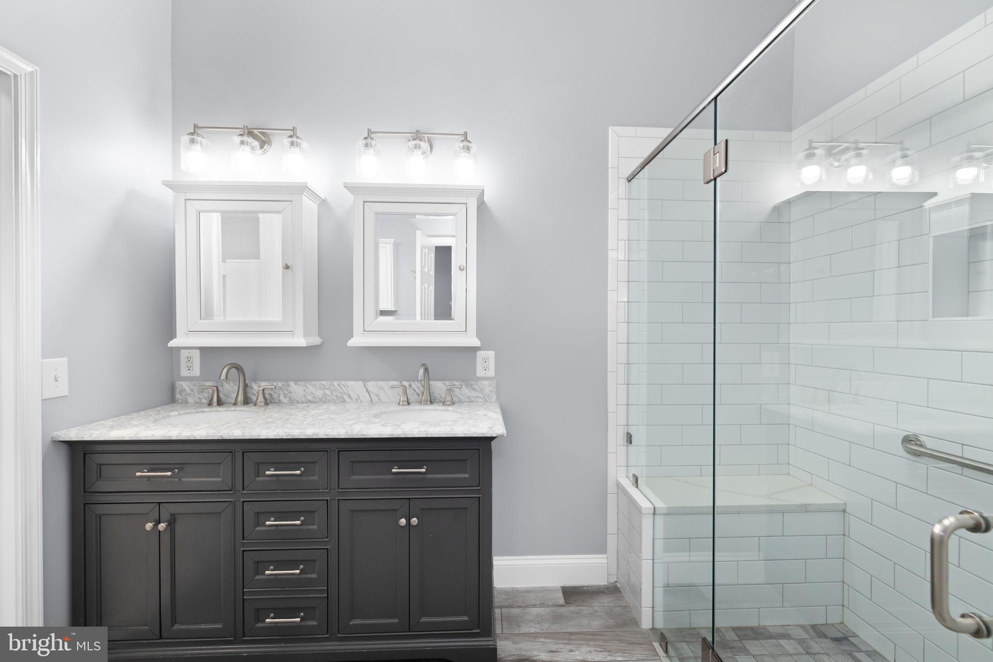 43861 Laburnum Square Ashburn, VA 20147 - Photo 26 of 46 a bathroom with a double vanity sink mirror and shower
