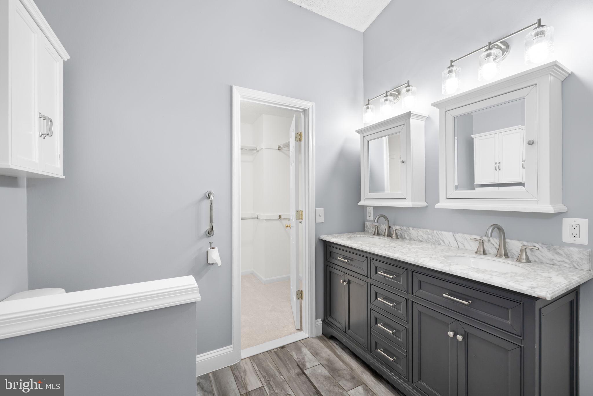 43861 Laburnum Square Ashburn, VA 20147 - Photo 27 of 46 a bathroom with a granite countertop sink mirror and a toilet