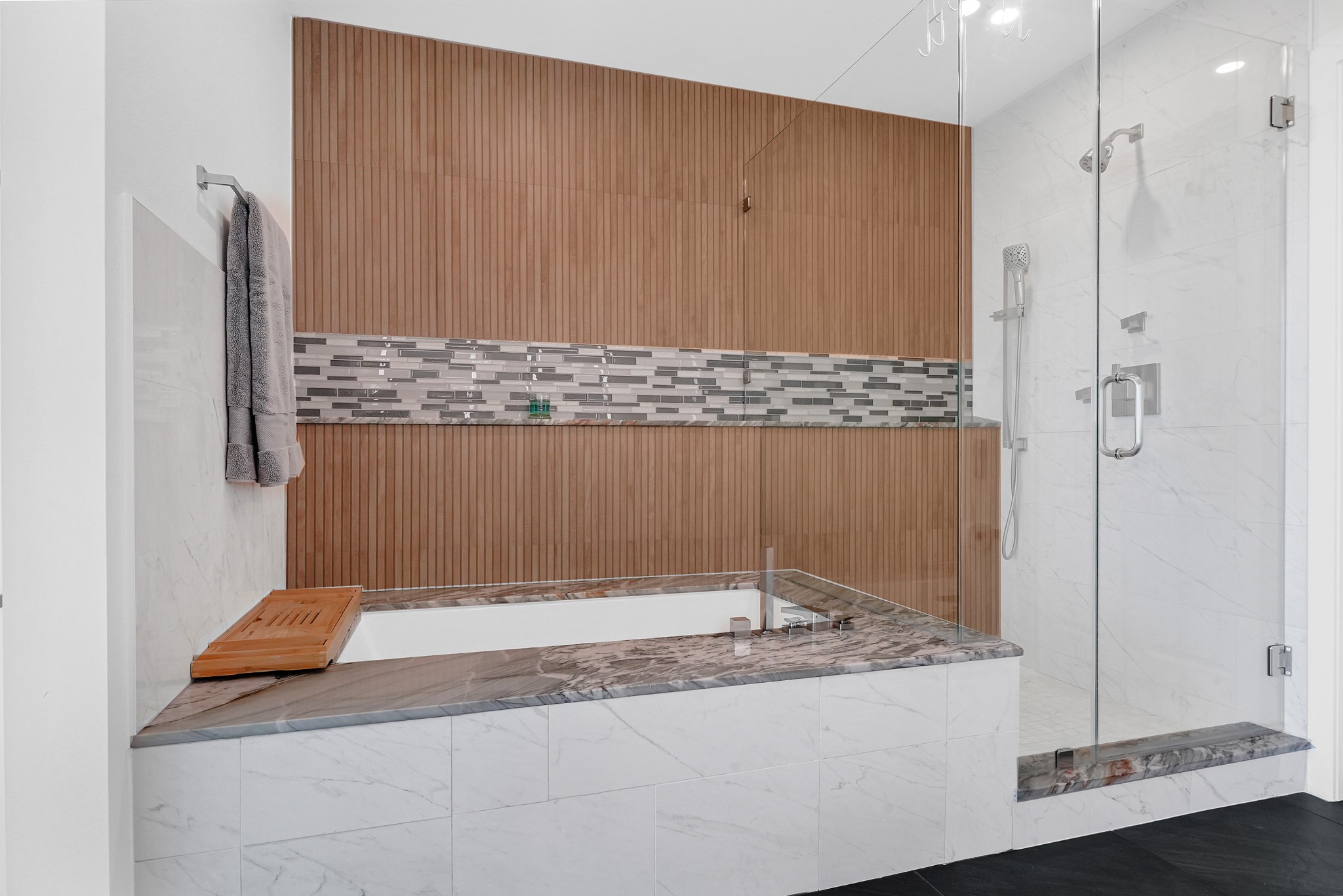 5925 Almeda Road, Unit 11317 Houston, TX 77004 - Photo 13 of 38 a bathroom with a granite countertop sink and shower