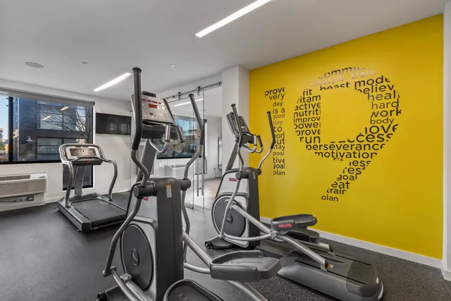 a room with gym equipment