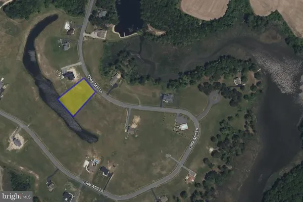 an aerial view of a highlighted house