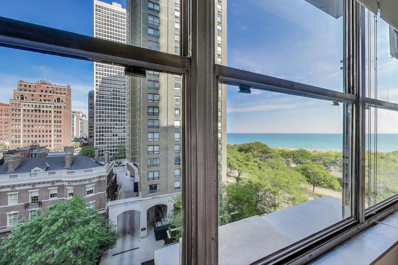 1000 North Lake Shore Plaza, Unit 804 Chicago, IL 60611 - Photo 2 of 25 a view of a balcony with a floor to ceiling window