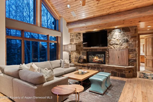 a living room with furniture