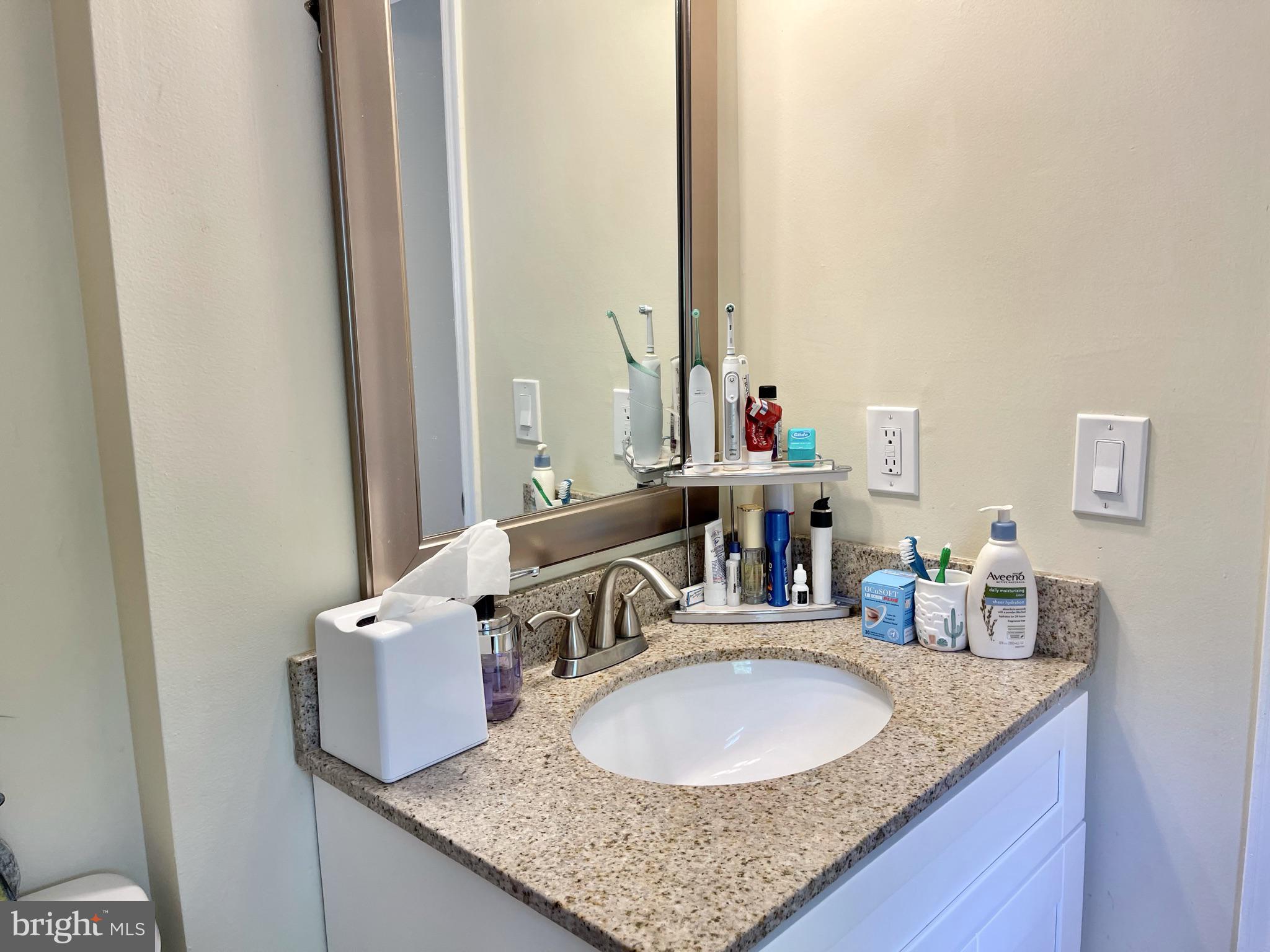 302 Marten Road Princeton, NJ 08540 - Photo 17 of 22 a bathroom with a granite countertop sink and a mirror