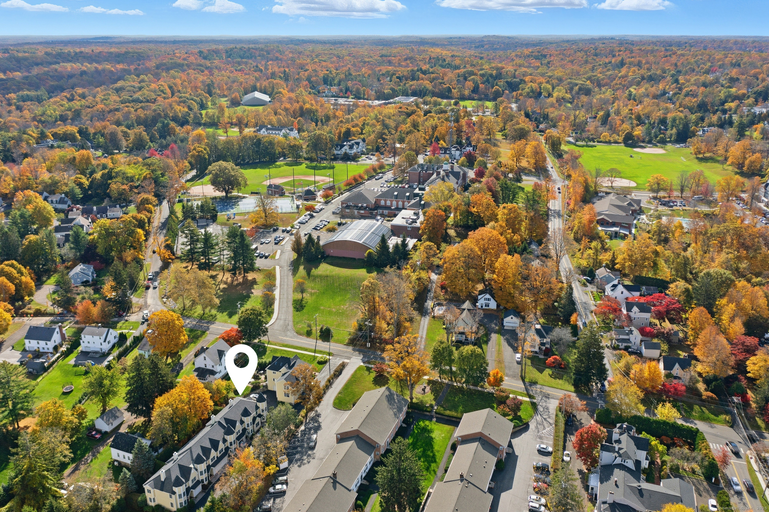 59 Prospect Street, Unit C Ridgefield, CT 06877 - Photo 35 of 38 an aerial view of a city with lots of residential buildings