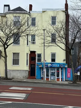 a front view of a building