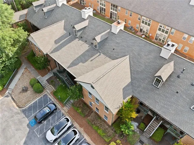 an aerial view of a house