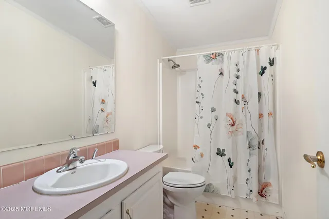 a bathroom with a sink toilet a shower and a mirror