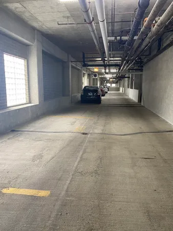 a view of parking garage with or kitchen